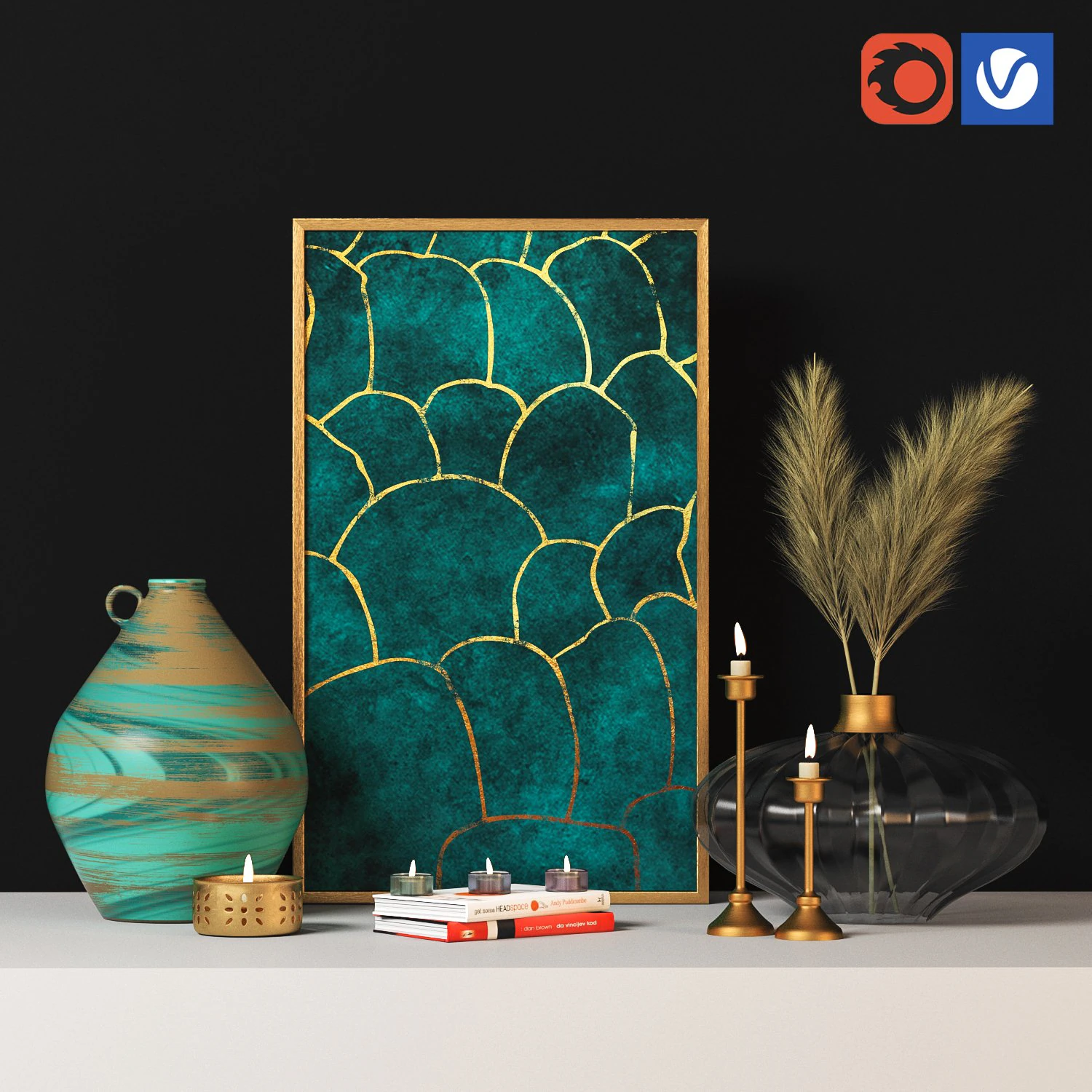 decorative set 3D Model .c4d .max .obj .3ds .fbx .stl .blend 