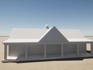 the building is low-poly 3D Model