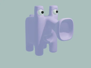 simpatico elefante viola Modello 3D