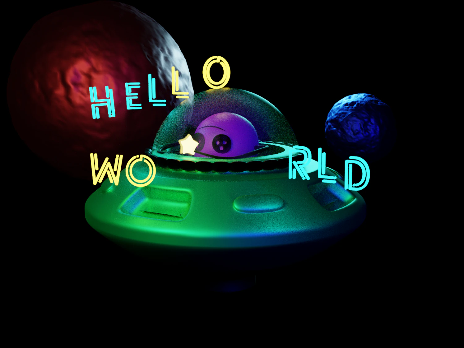 ufo with a cute alien 3D Model .c4d .max .obj .3ds .fbx .stl .blend