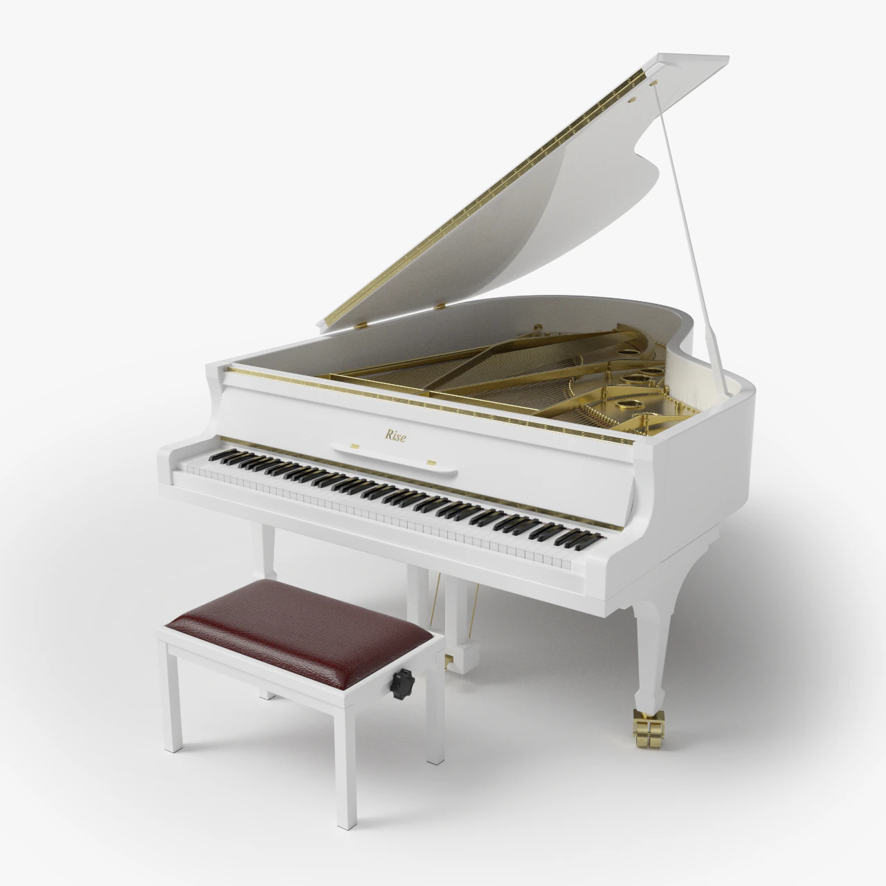 grand piano white 3D Model .c4d .max .obj .3ds .fbx .stl .blend 