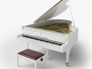 grand piano white 3D Model
