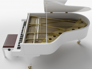 grand piano white 3Dモデル