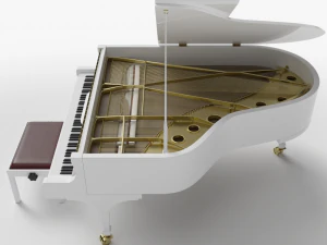 grand piano white 3D Model