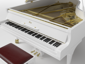 grand piano white 3Dモデル