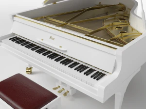 grand piano white 3D Model