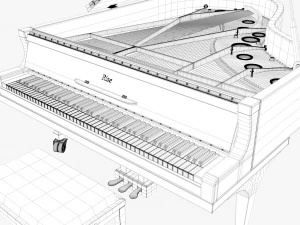 grand piano white 3D Model