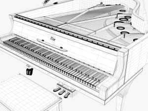 grand piano white 3D Model