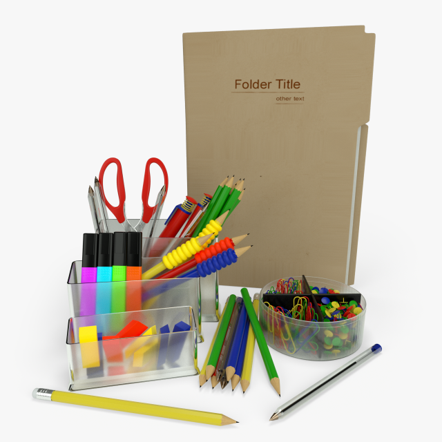 office supplies 3D Model .c4d .max .obj .3ds .fbx .stl .blend