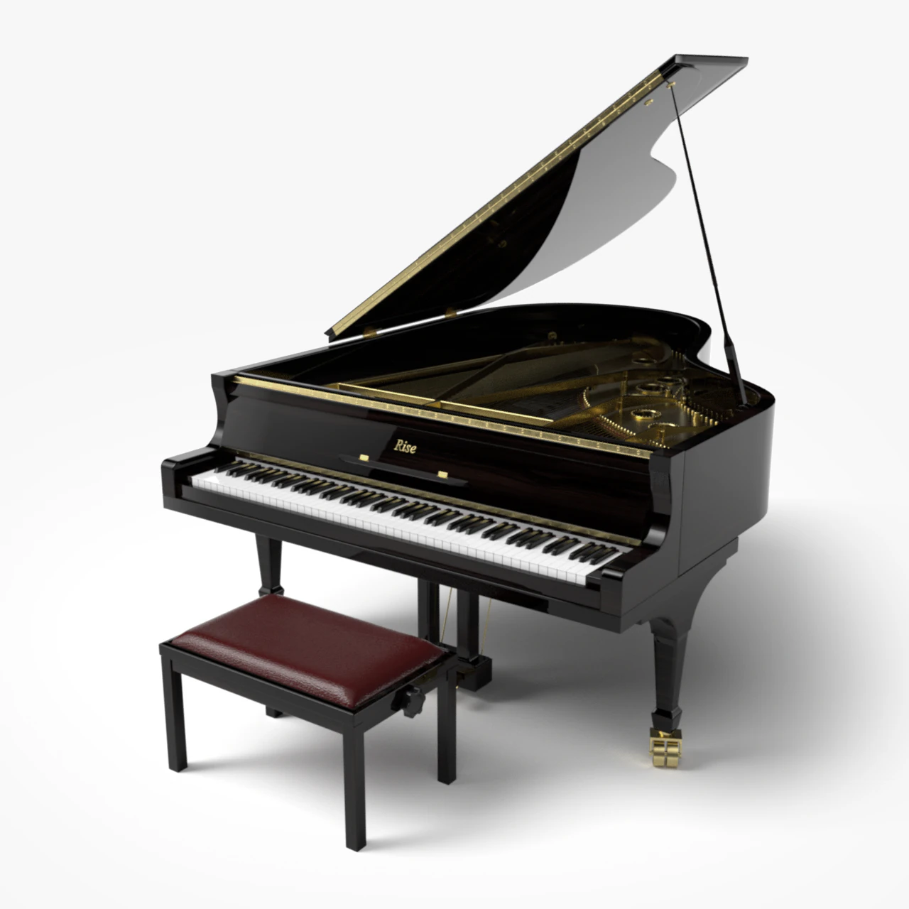 pianoforte a coda Modello 3D .c4d .max .obj .3ds .fbx .stl .blend