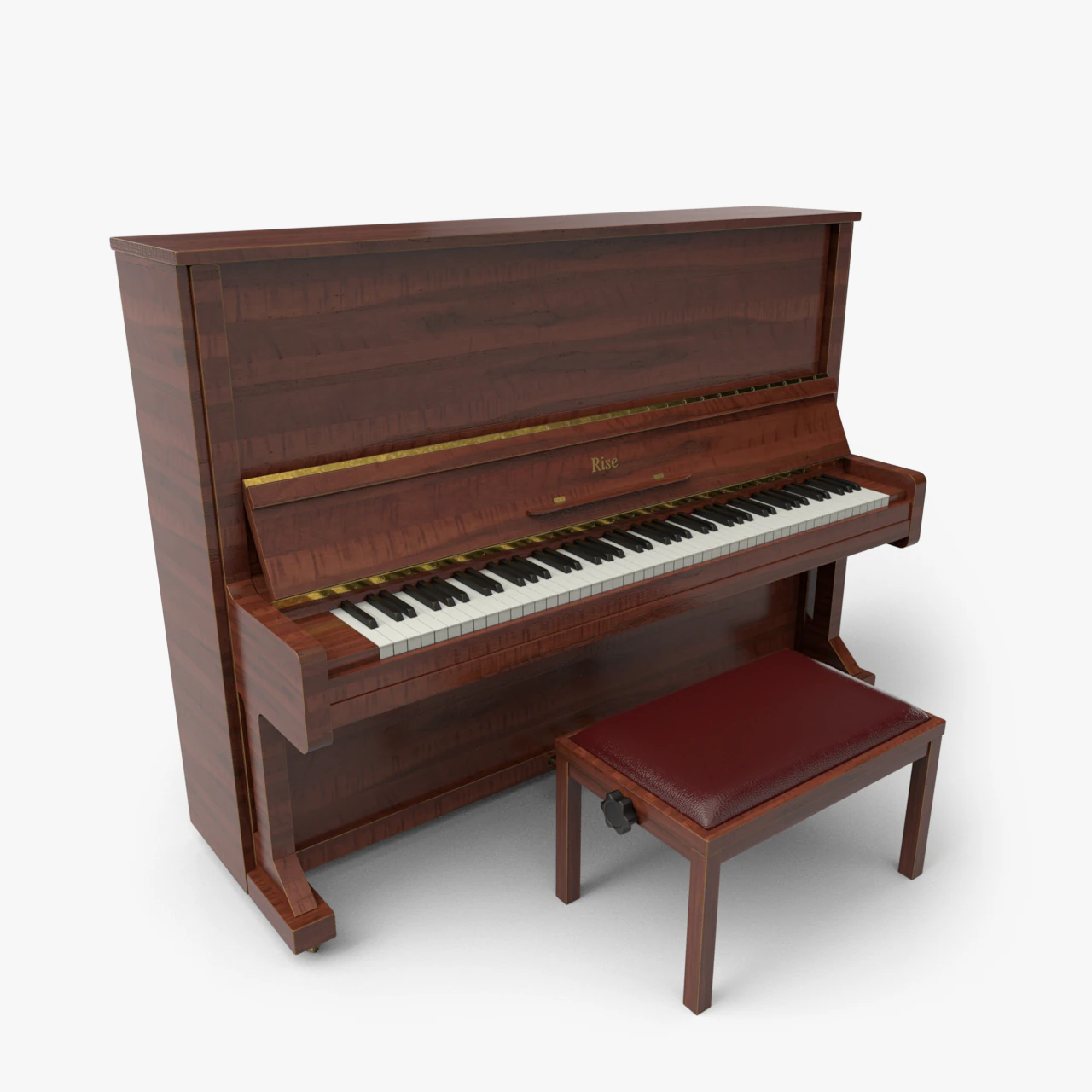 piano brown wood 3D Model .c4d .max .obj .3ds .fbx .stl .blend