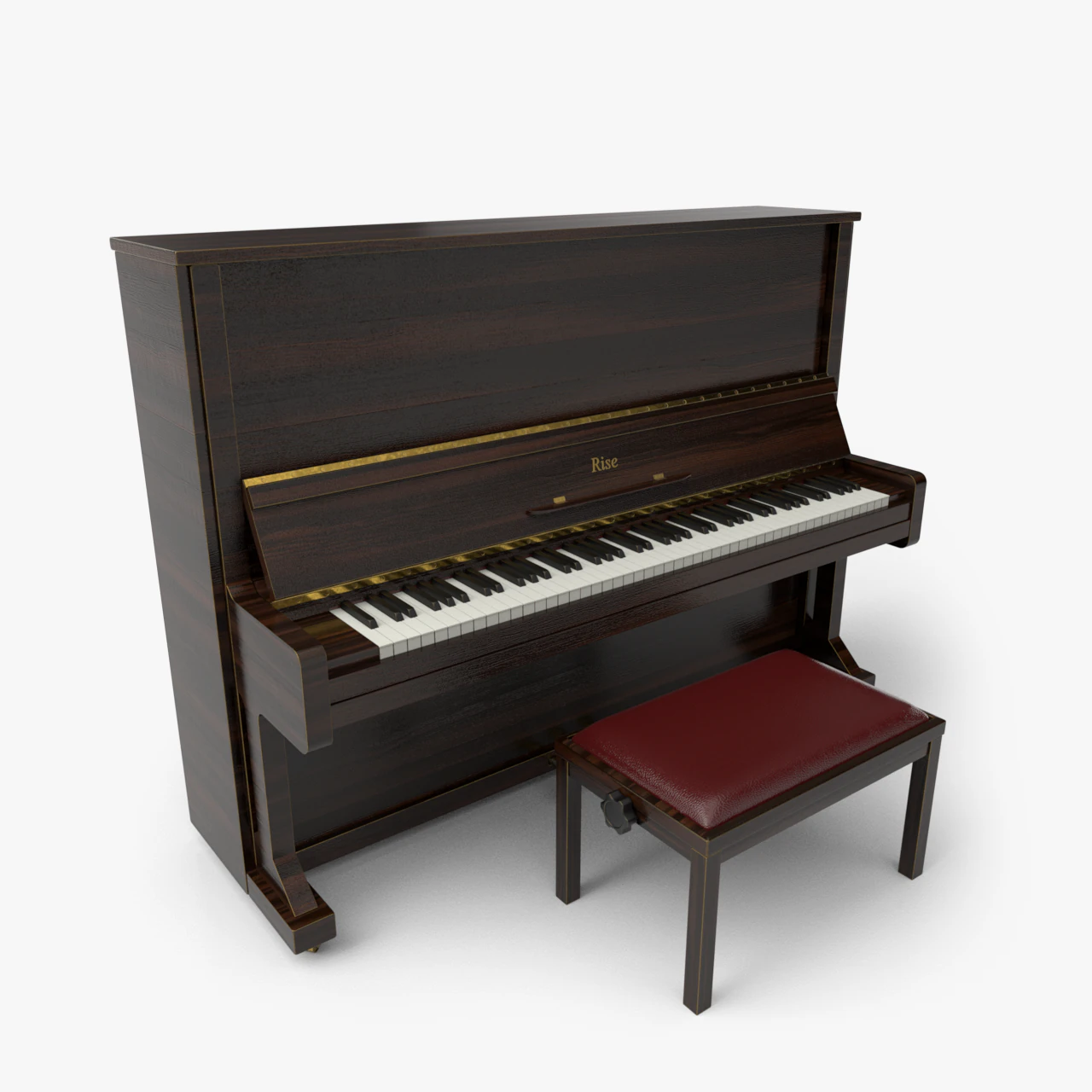 piano dark wood 3D Model .c4d .max .obj .3ds .fbx .stl .blend