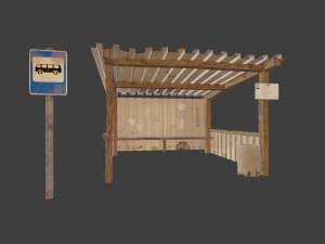Old russian bus stop-pbr 3D Model