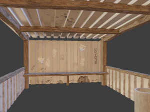 Old russian bus stop-pbr 3D Model