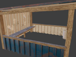 Old russian bus stop-pbr 3D Model