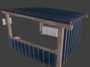 Old russian bus stop-pbr 3D Model