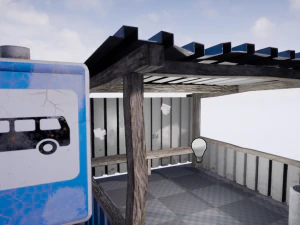 Old russian bus stop-pbr 3D Model