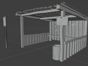 Old russian bus stop-pbr 3D Model