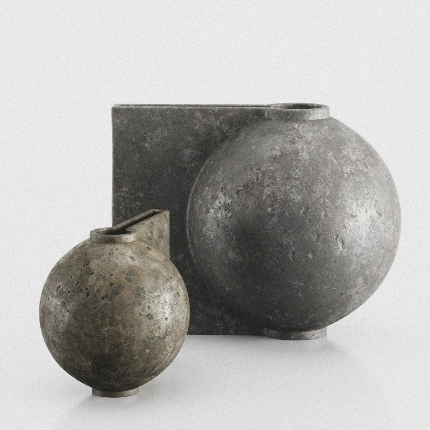 Vases offset big and mini dark gray vases by 101 copenhagen 3D Model .c4d .max .obj .3ds .fbx .stl .blend