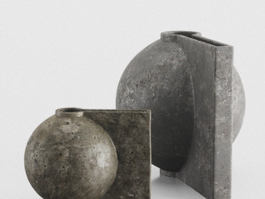 Vases offset big and mini dark gray vases by 101 copenhagen 3D मॉडल