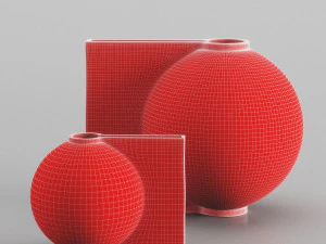 Vases offset big and mini dark gray vases by 101 copenhagen 3D Model