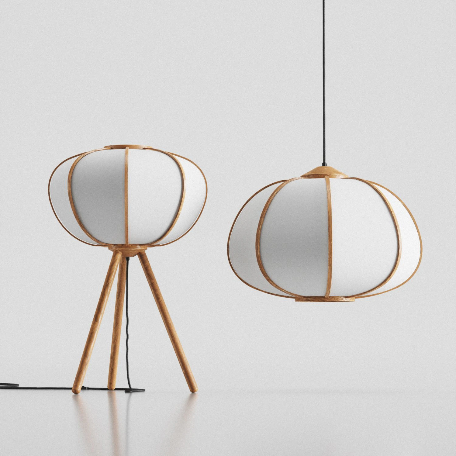hm bamboo pendant light and floor lamp 3D Model .c4d .max .obj .3ds .fbx .stl .blend 