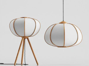 hm lampu gantung bambu dan lampu lantai Model 3D