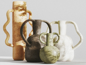 pbr set of vases with handles by zara home Modelo 3D