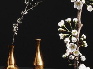 pbr aluminium vases with cherry branch by zara home 3D 모델