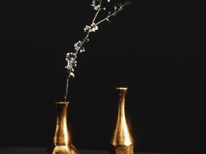 pbr aluminium vases with cherry branch by zara home 3D 모델
