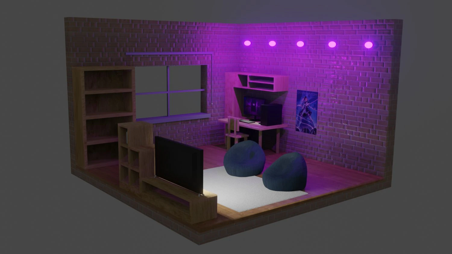 gamer room 3D Model .c4d .max .obj .3ds .fbx .stl .blend 