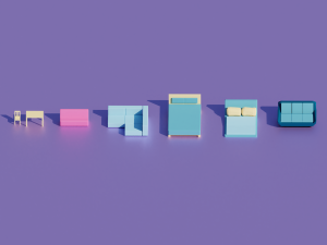 low poly bedroom furniture Modelo 3D