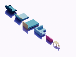 low poly bedroom furniture Modelo 3D