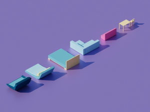 low poly bedroom furniture Modelo 3D