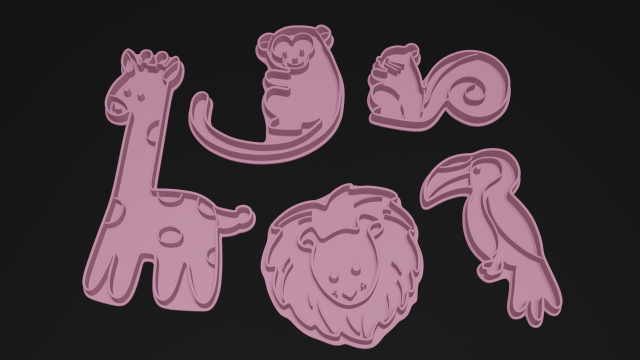 cookie cutter animals set 3D Print Model .c4d .max .obj .3ds .fbx .stl .blend 