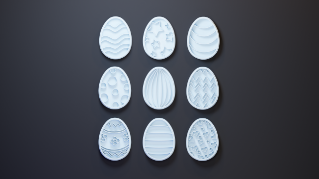 easter egg cookie cutter set 1 3D Print Model .c4d .max .obj .3ds .fbx .stl .blend 