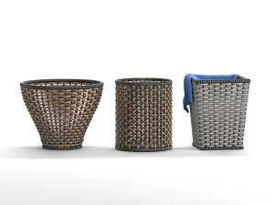 wicker basket set 3D Модель