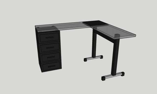 simple black desk w- glass 3D Модель .c4d .max .obj .3ds .fbx .stl .blend 