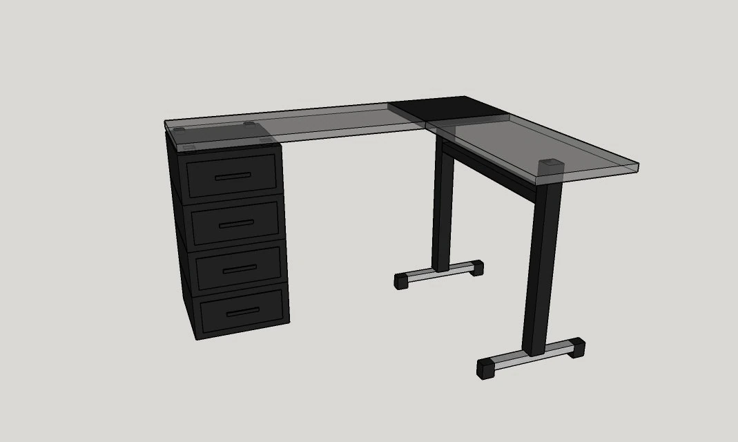 simple black desk w- glass 3D Model .c4d .max .obj .3ds .fbx .stl .blend 
