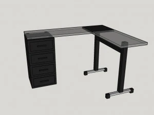 유리로 된 심플한 검정색 책상 3D 모델