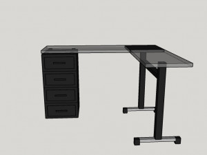 simple black desk w- glass 3D Модель