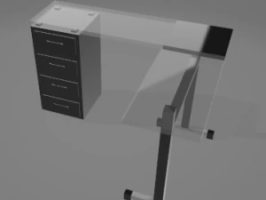 simple black desk w- glass 3D Model