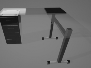 simple black desk w- glass 3D Модель