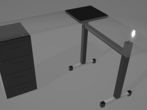 simple black desk w- glass 3D Модель