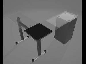 simple black desk w- glass 3D Модель