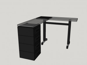 simple black desk w- glass 3D Модель