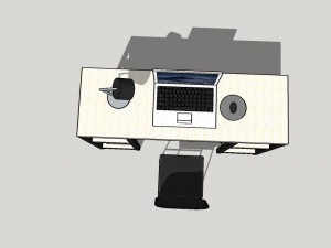 wooden desk w- laptop Model 3D