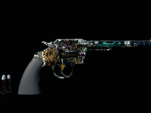 pistol western low-poly Modelo 3D