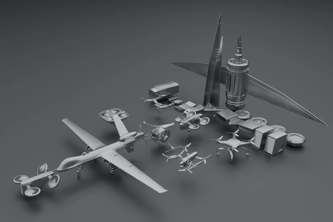 Kitbash Drones 3D Model .c4d .max .obj .3ds .fbx .stl .blend 