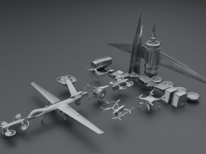 Kitbash Drones 3D Model